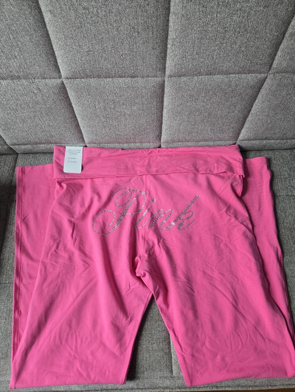 Victoria's Secret PINK | All Day Cotton Bling Foldover Flare Leggings XXL Pink